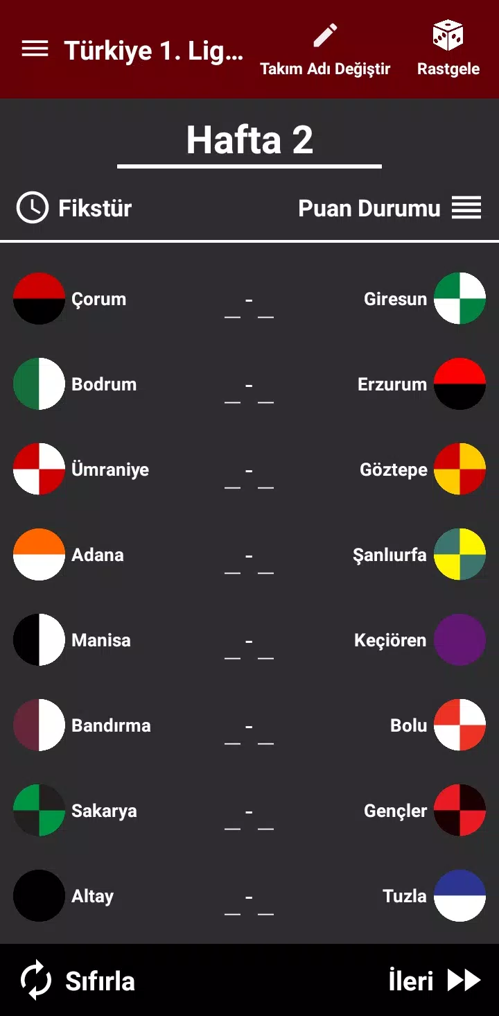 Türkiye 1.Lig Simülasyon 23/24 Screenshots