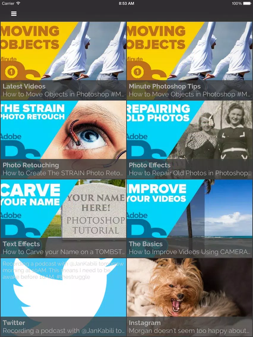 Video Tutorials for Photoshop iPad Screenshots