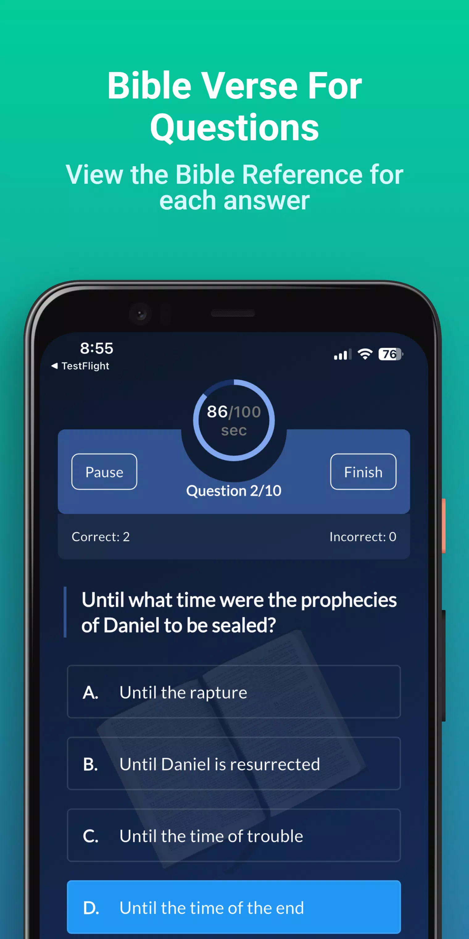 Capturas de tela do Bible Trivia