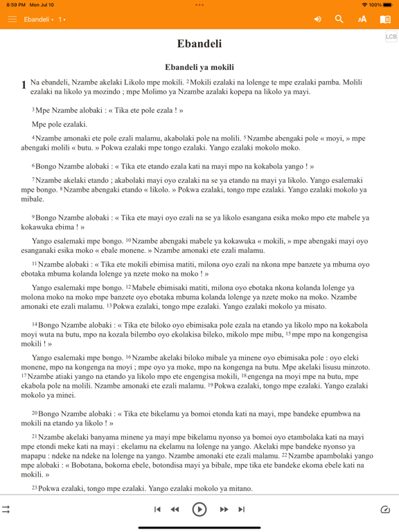 Lingala Bible iPad Screenshots