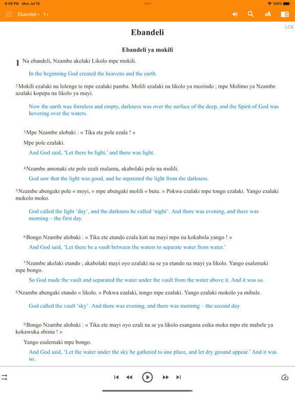 Lingala Bible iPad Screenshots
