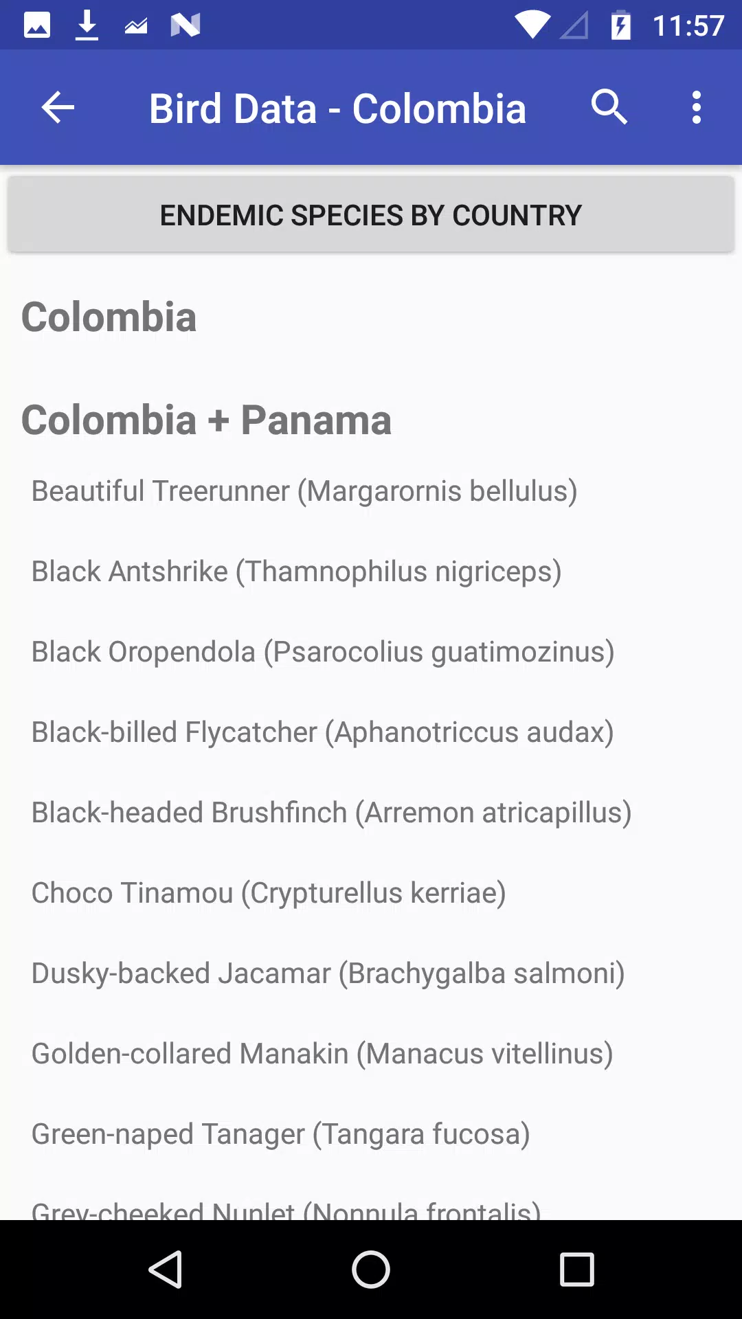 Bird Data - Colombia Screenshots