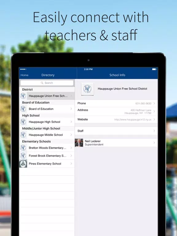 Hauppauge School District iPad Screenshots