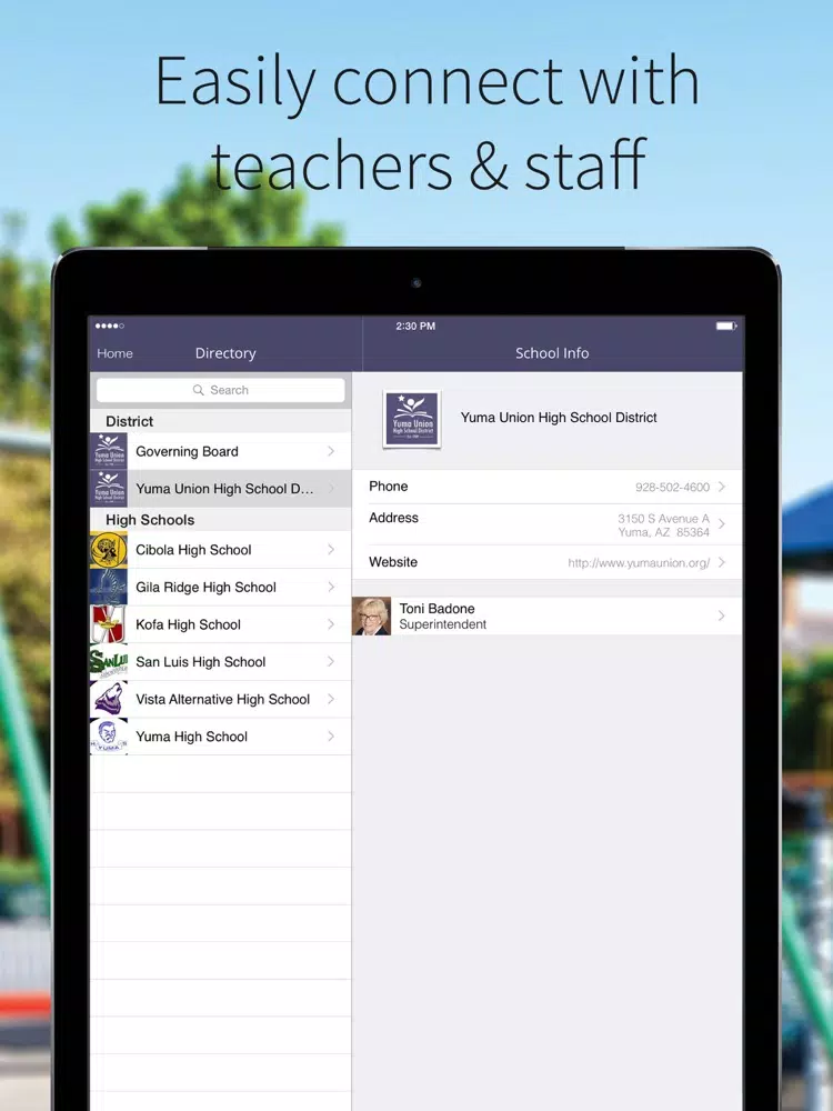 Yuma Union HSD iPad Screenshots