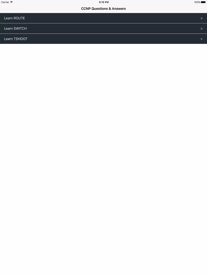 CCNP Question, Answer and Explanation iPad Screenshots