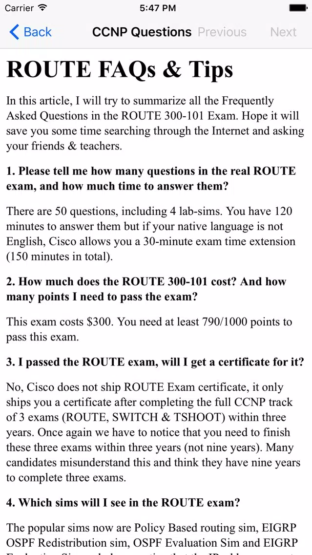 CCNP Question, Answer and Explanation Screenshots
