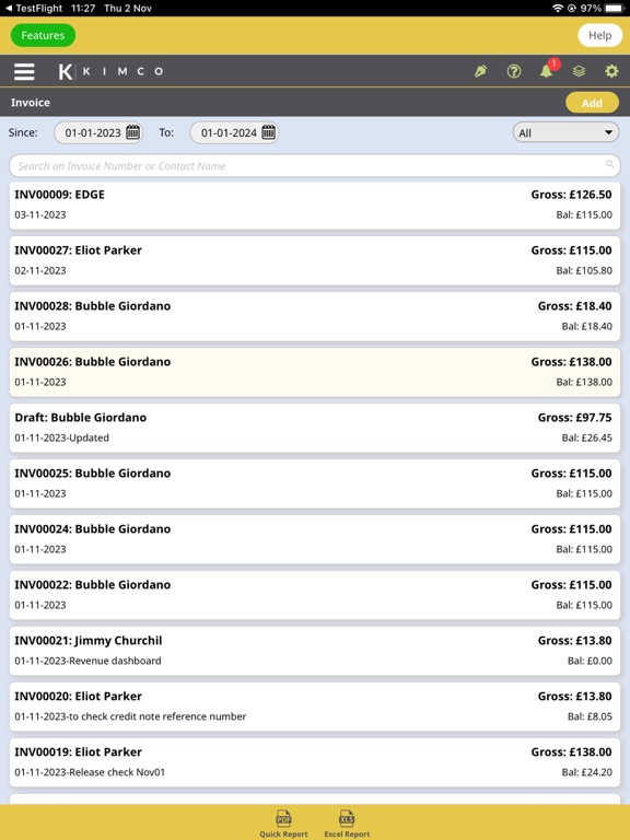 KIMCO SMB iPad Screenshots