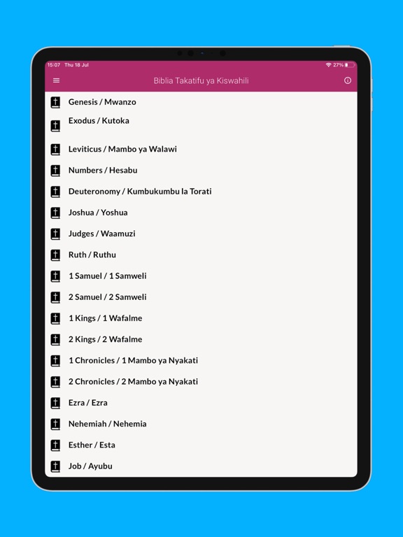 Biblia Takatifu Swahili iPad Screenshots
