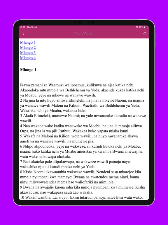 Biblia Takatifu Swahili iPad Screenshots