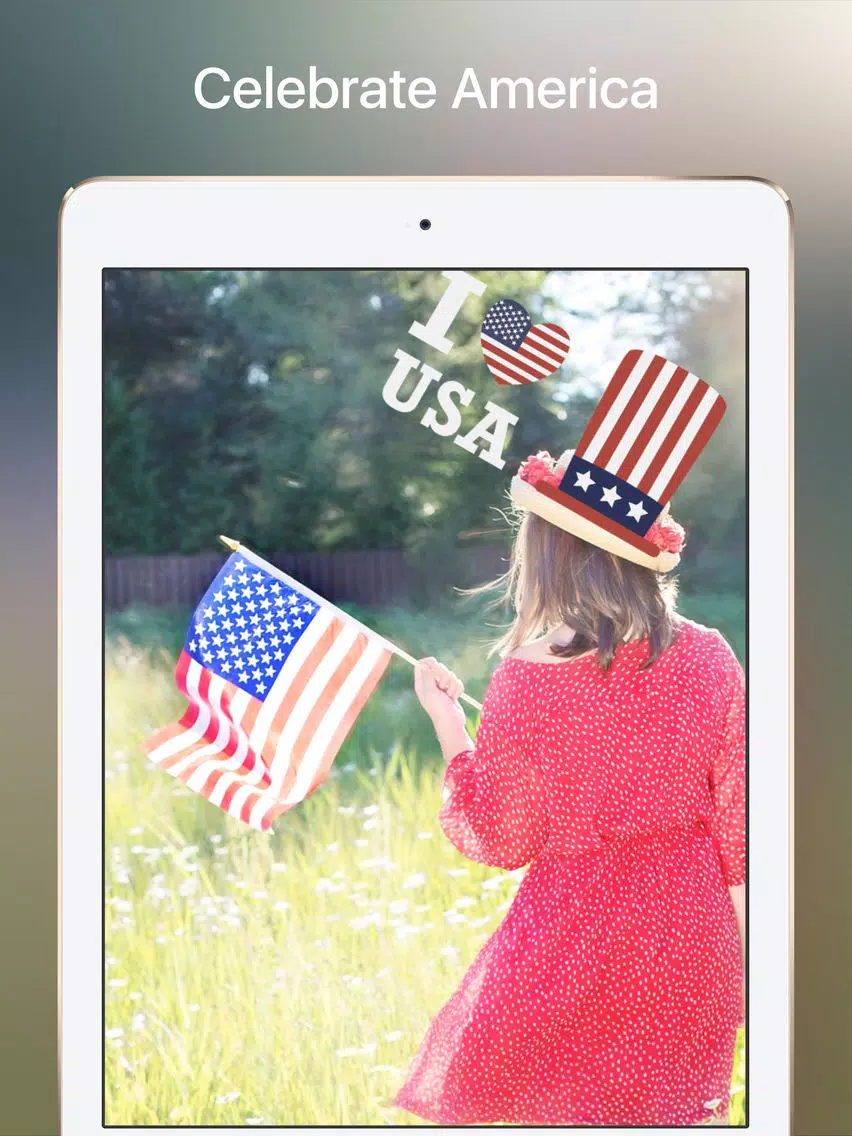Your Photos —> July 4th Cards... with 76 Independence Day Stickers! iPad Screenshots