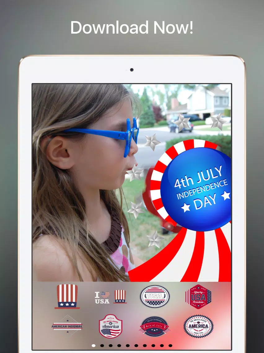Your Photos —> July 4th Cards... with 76 Independence Day Stickers! iPad Screenshots