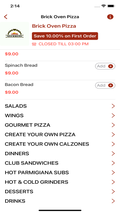 Brick Oven Pizza-Restaurant Screenshots