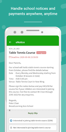 eClass Parent App Screenshots