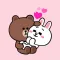 Brown Cony Couple Love Sticker