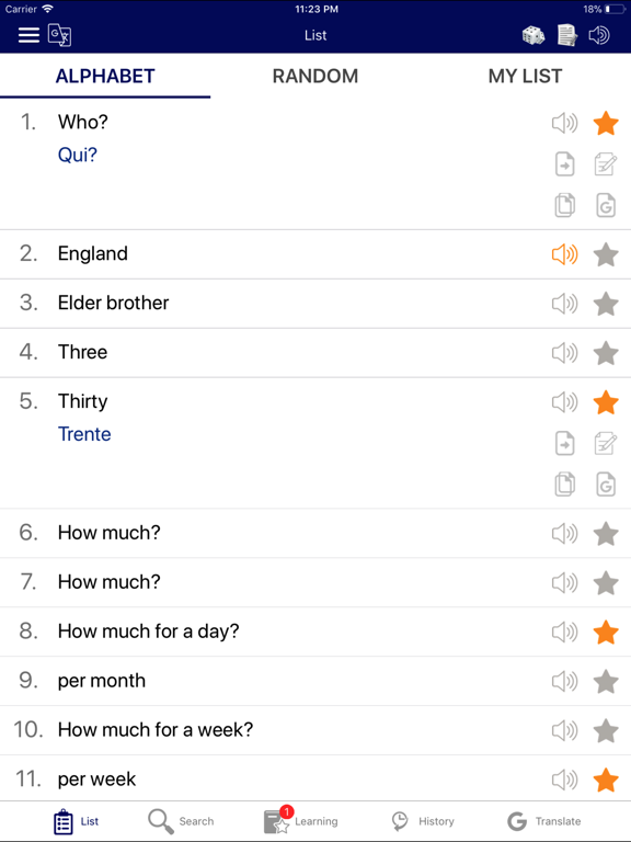Zrzuty ekranu French Communicate Daily iPad