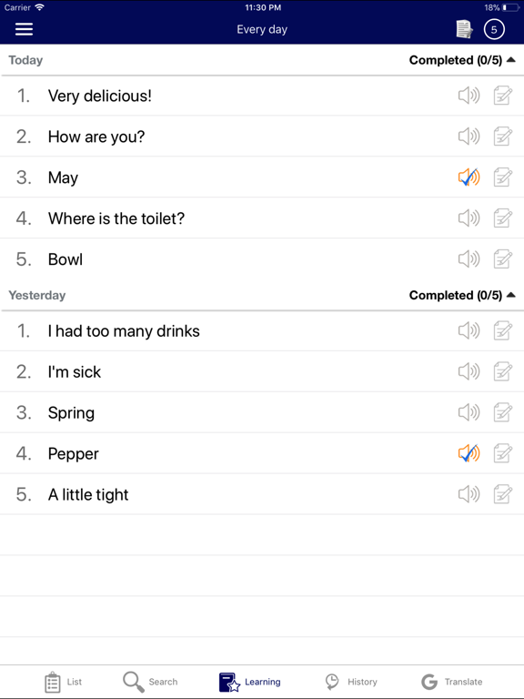 Zrzuty ekranu French Communicate Daily iPad