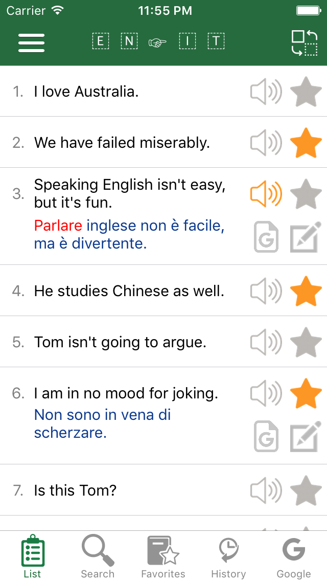 English - Italian Common Phrases Screenshots