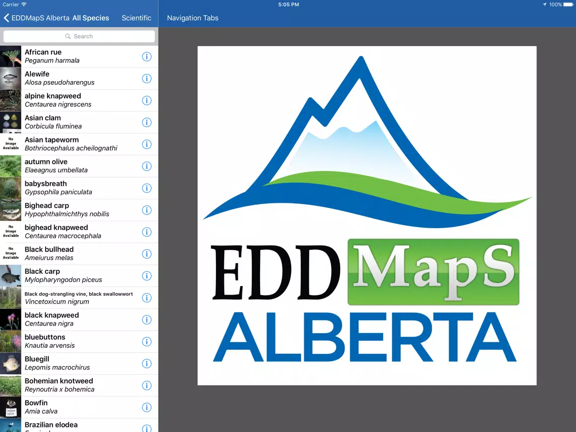 EDDMapS Alberta iPad Screenshots
