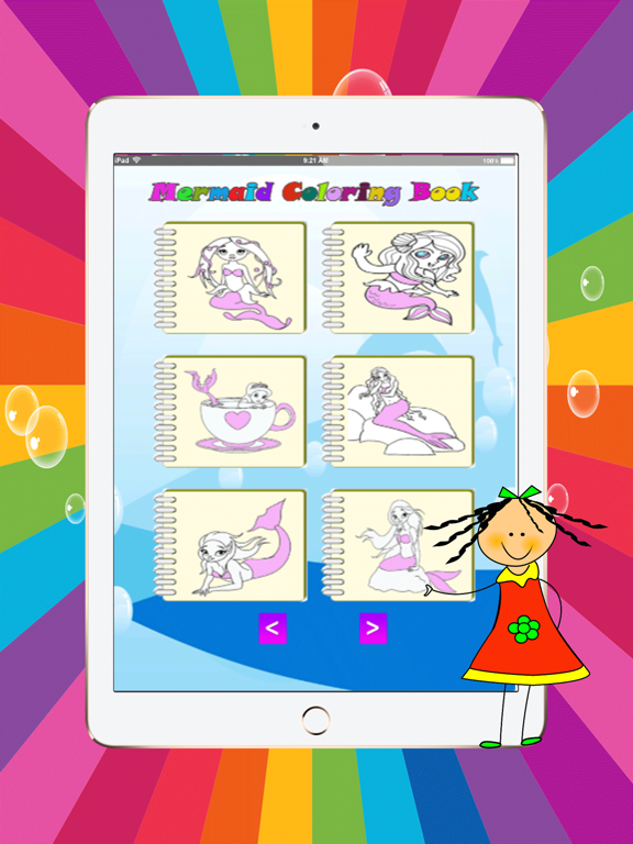Mermaid Princess magical girl coloring pages:free printable iPad 应用截图