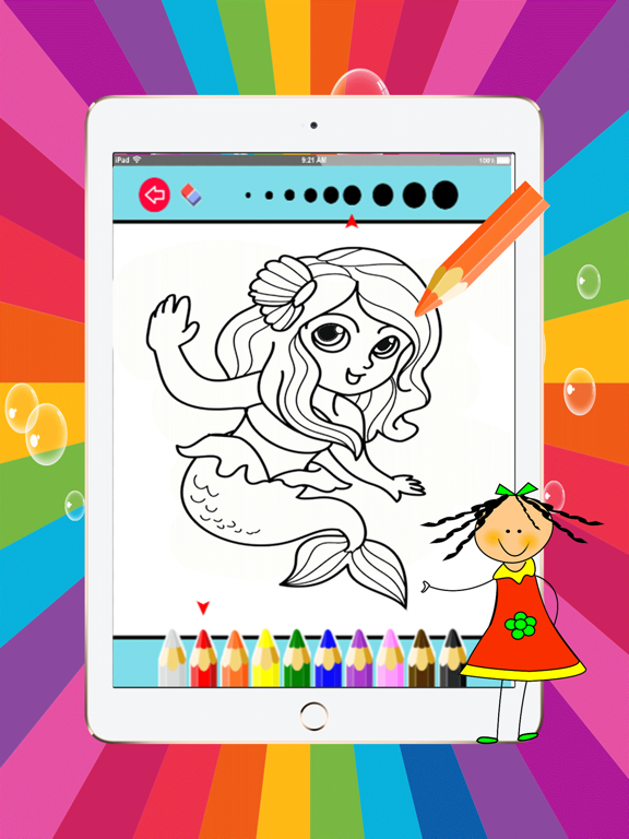 Mermaid Princess magical girl coloring pages:free printable iPad 应用截图