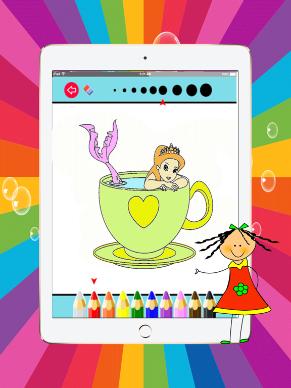 Mermaid Princess magical girl coloring pages:free printable iPad 应用截图
