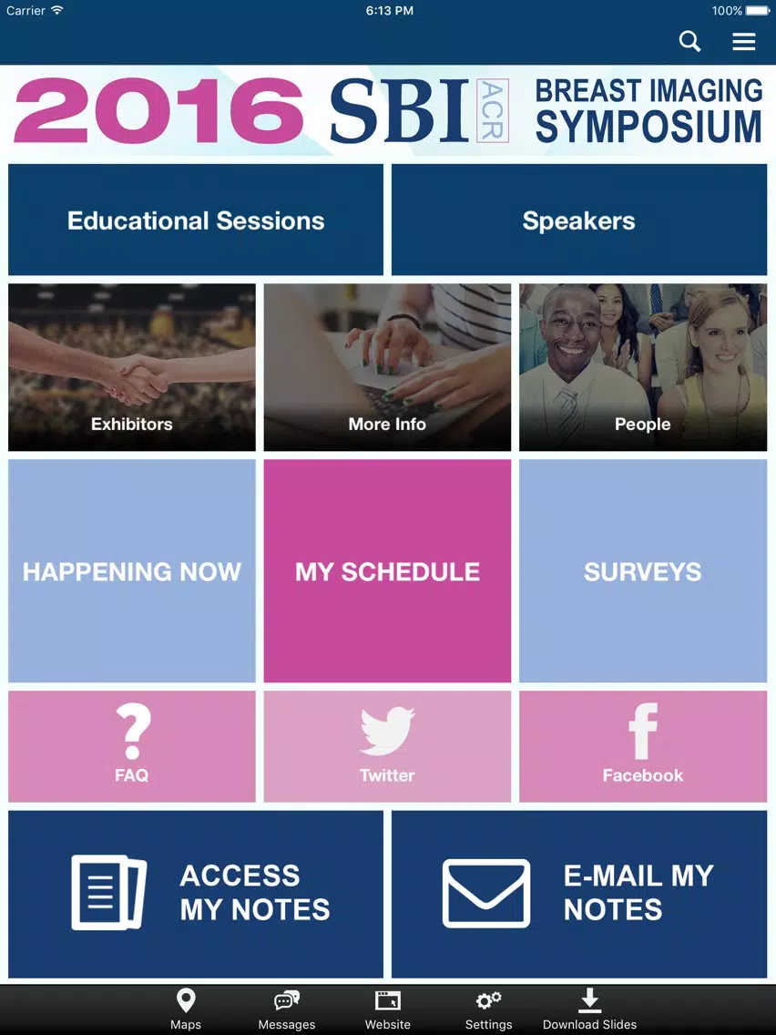 SBI/ACR Symposium 2016 iPad Screenshots