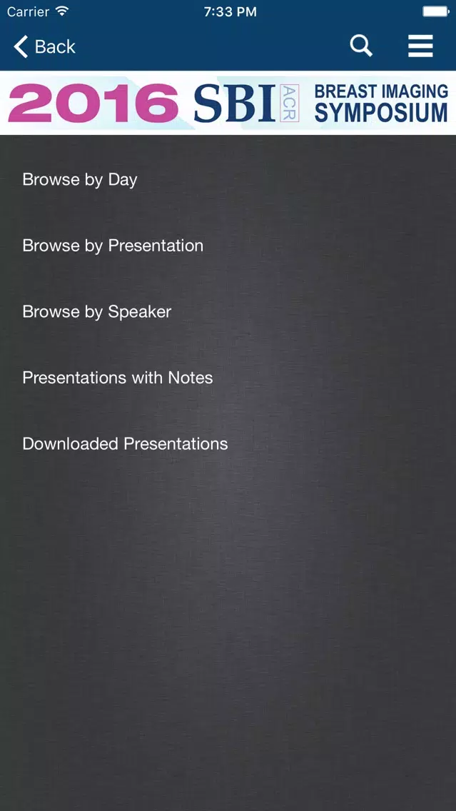 SBI/ACR Symposium 2016 Screenshots