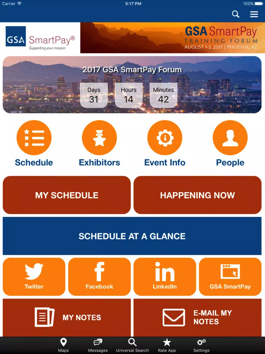 2017 GSA SmartPay Forum iPad Screenshots