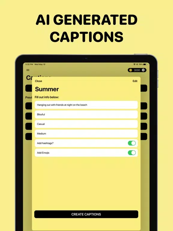 AI Caption Generator Screenshots