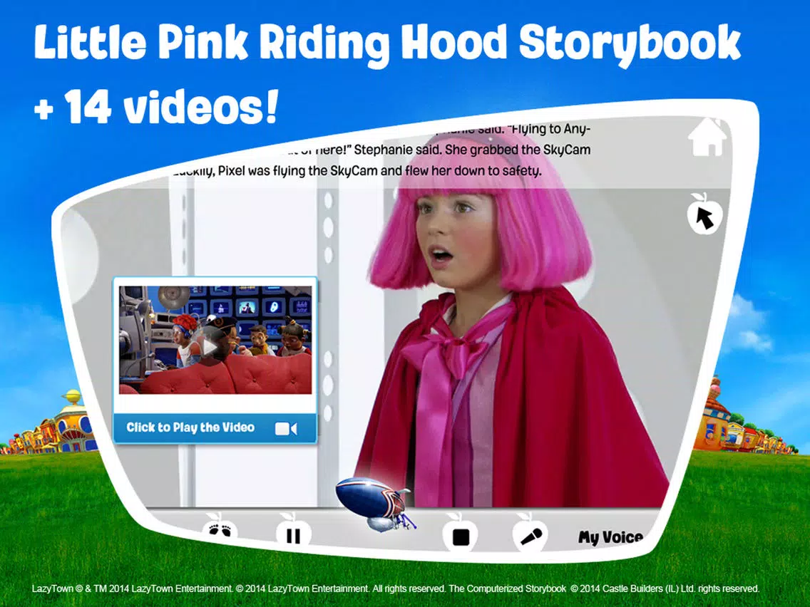 LazyTown's Adventures LITE – Little Pink Riding Hood Video Storybook with Narration, Puzzle Games, Coloring Pages, Photo-Booth, Music Videos, Training Videos and Cooking Recipes iPad Screenshots