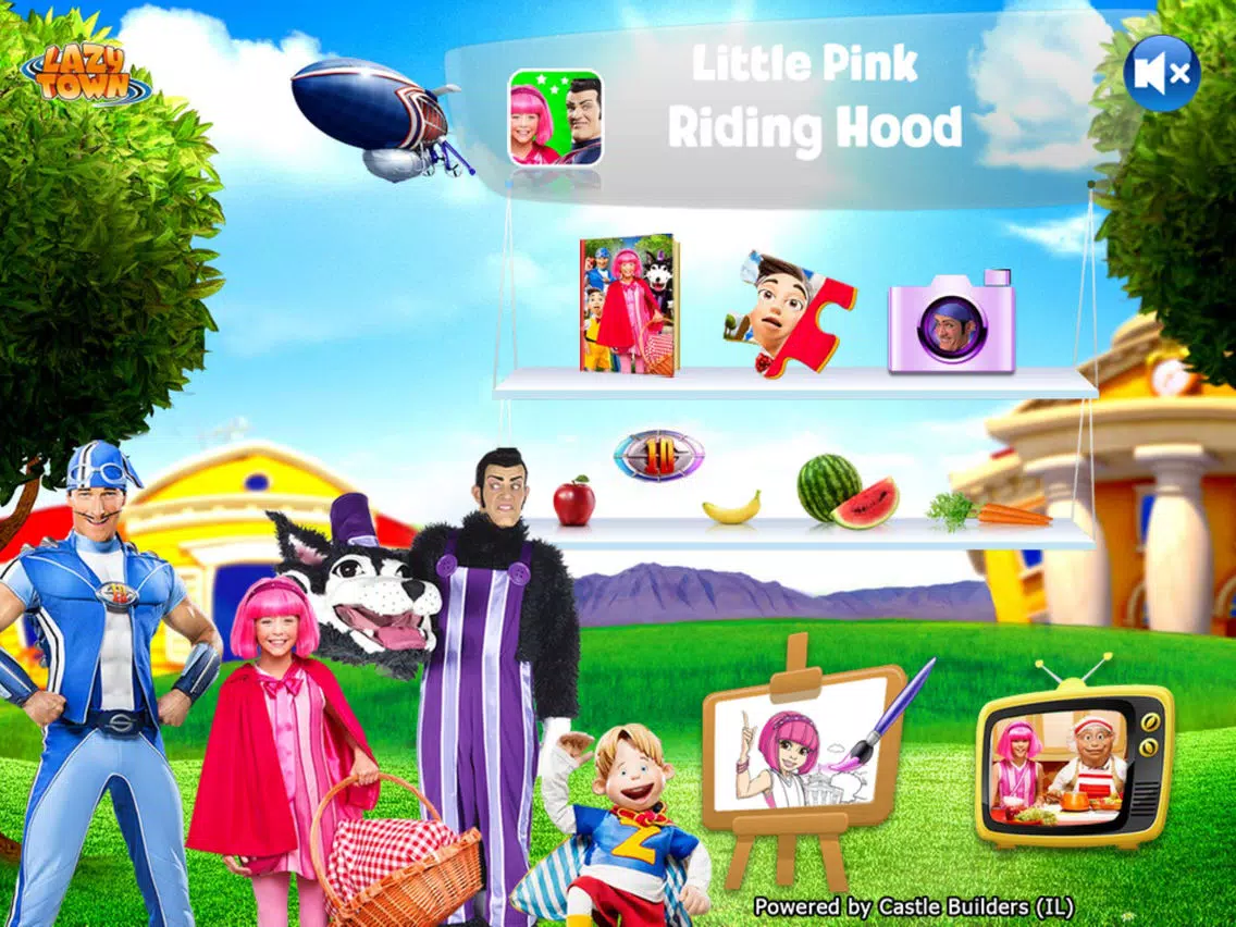 LazyTown's Adventures LITE – Little Pink Riding Hood Video Storybook with Narration, Puzzle Games, Coloring Pages, Photo-Booth, Music Videos, Training Videos and Cooking Recipes iPad Screenshots