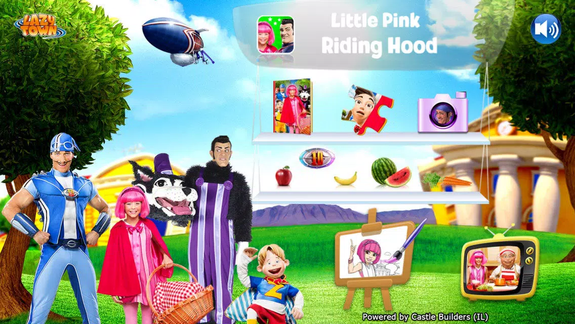 LazyTown's Adventures LITE – Little Pink Riding Hood Video Storybook with Narration, Puzzle Games, Coloring Pages, Photo-Booth, Music Videos, Training Videos and Cooking Recipes Screenshots