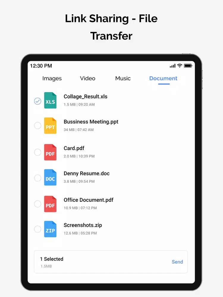 Link Sharing - File Transfer iPad Screenshots