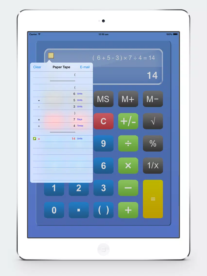 Calculator HD% Free - Basic Calculater App Pro with Formula Display & Notable Paper Tape for the iPad,iPhone and iPod iPad Screenshots