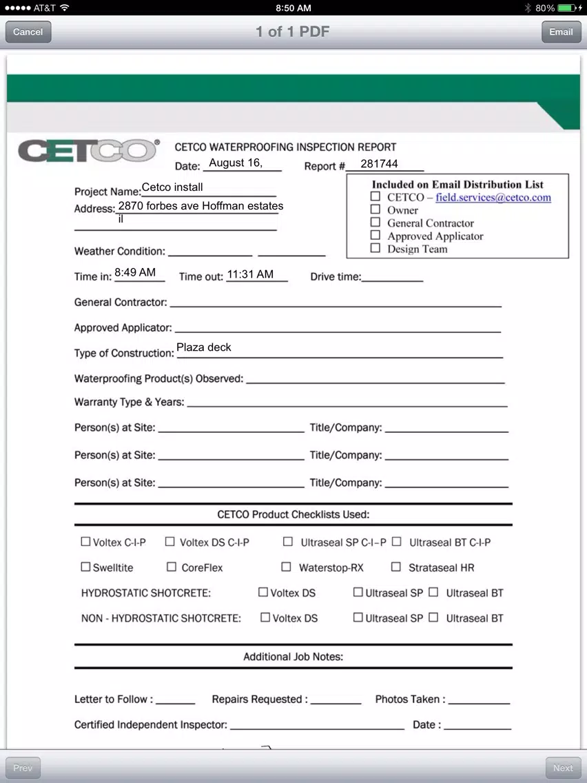 CETCO Hydroshield Inspection Tool iPad Screenshots