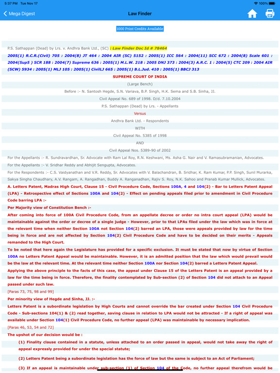 Mega Digest Of Indian Law iPad Screenshots