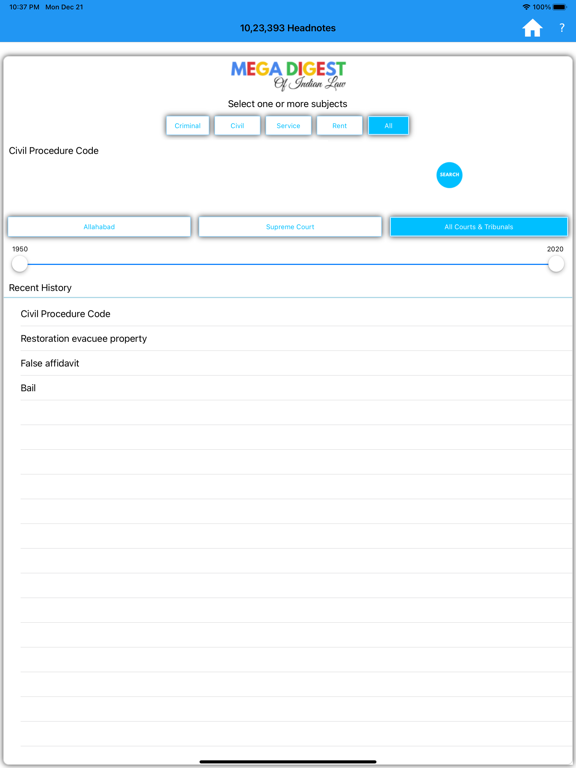 Mega Digest Of Indian Law iPad Screenshots