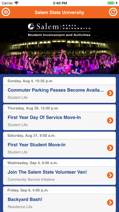 Salem State University Events Screenshots