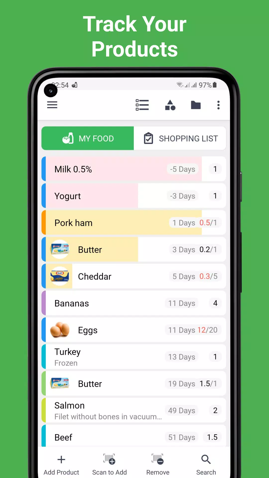 Food List Tracking & Shopping Screenshots