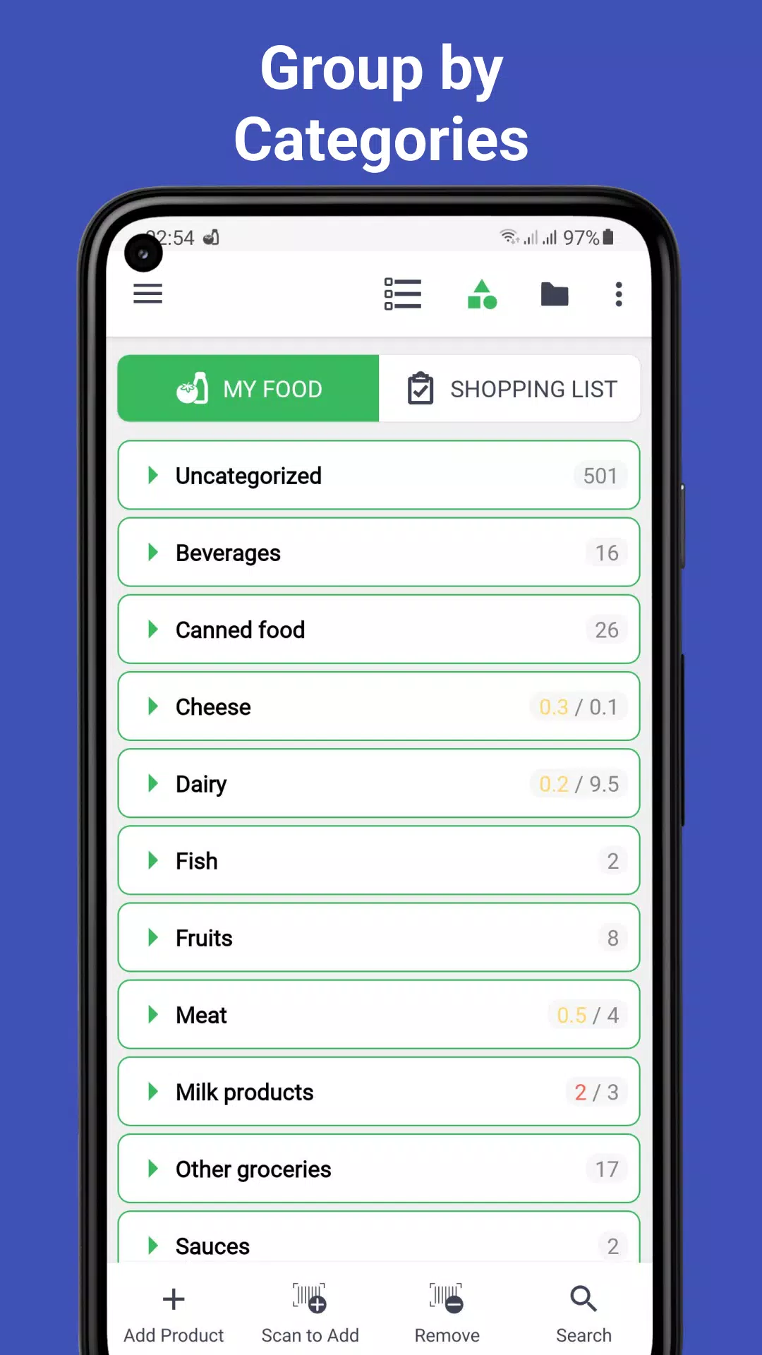 Food List Tracking & Shopping Screenshots