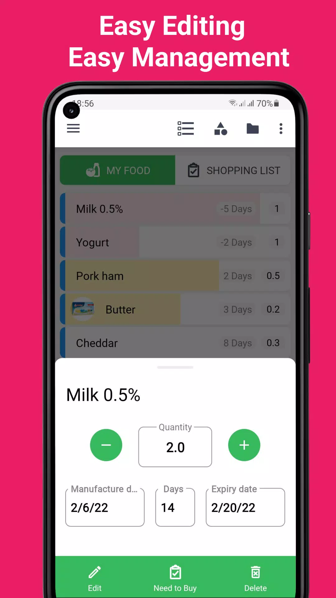 Food List Tracking & Shopping Screenshots