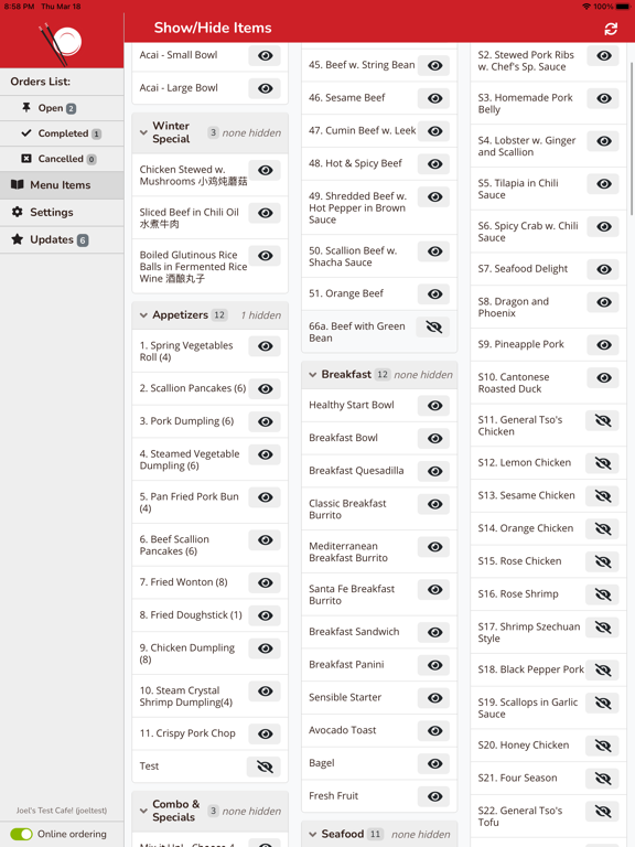Chinese Menu Online Manager iPad Screenshots