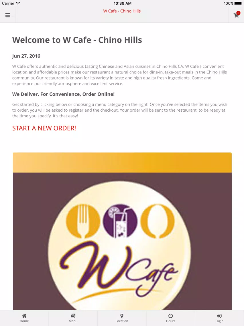 W Cafe - Chino Hills Online Ordering iPad Screenshots