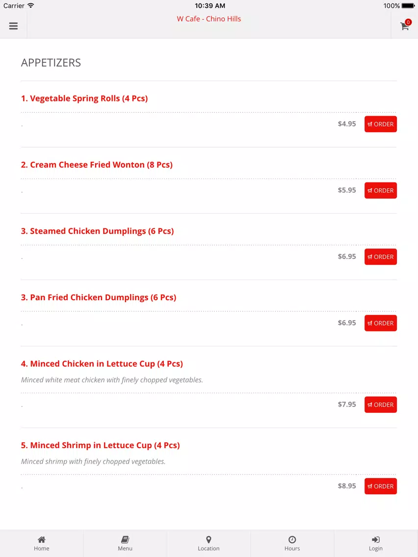 W Cafe - Chino Hills Online Ordering iPad Screenshots