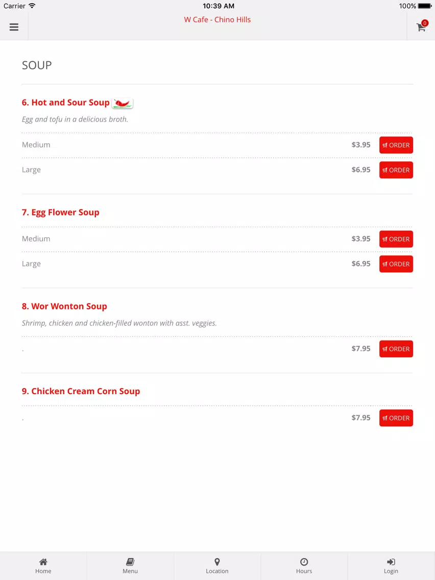 W Cafe - Chino Hills Online Ordering iPad Screenshots