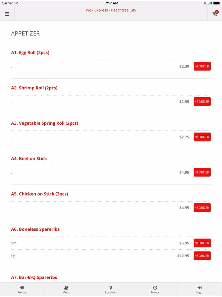Wok Express Peachtree City iPad Screenshots