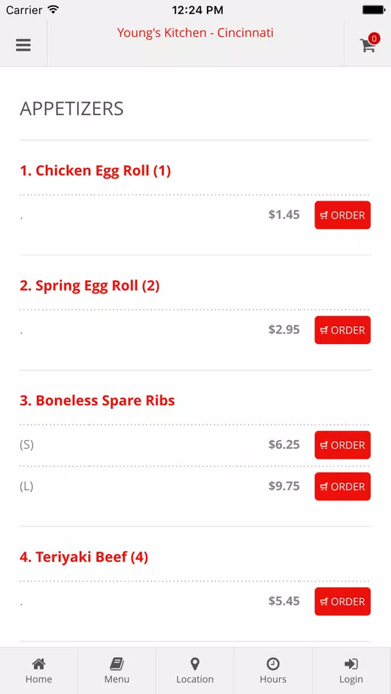 Young's Kitchen - Cincinnati Online Ordering Screenshots