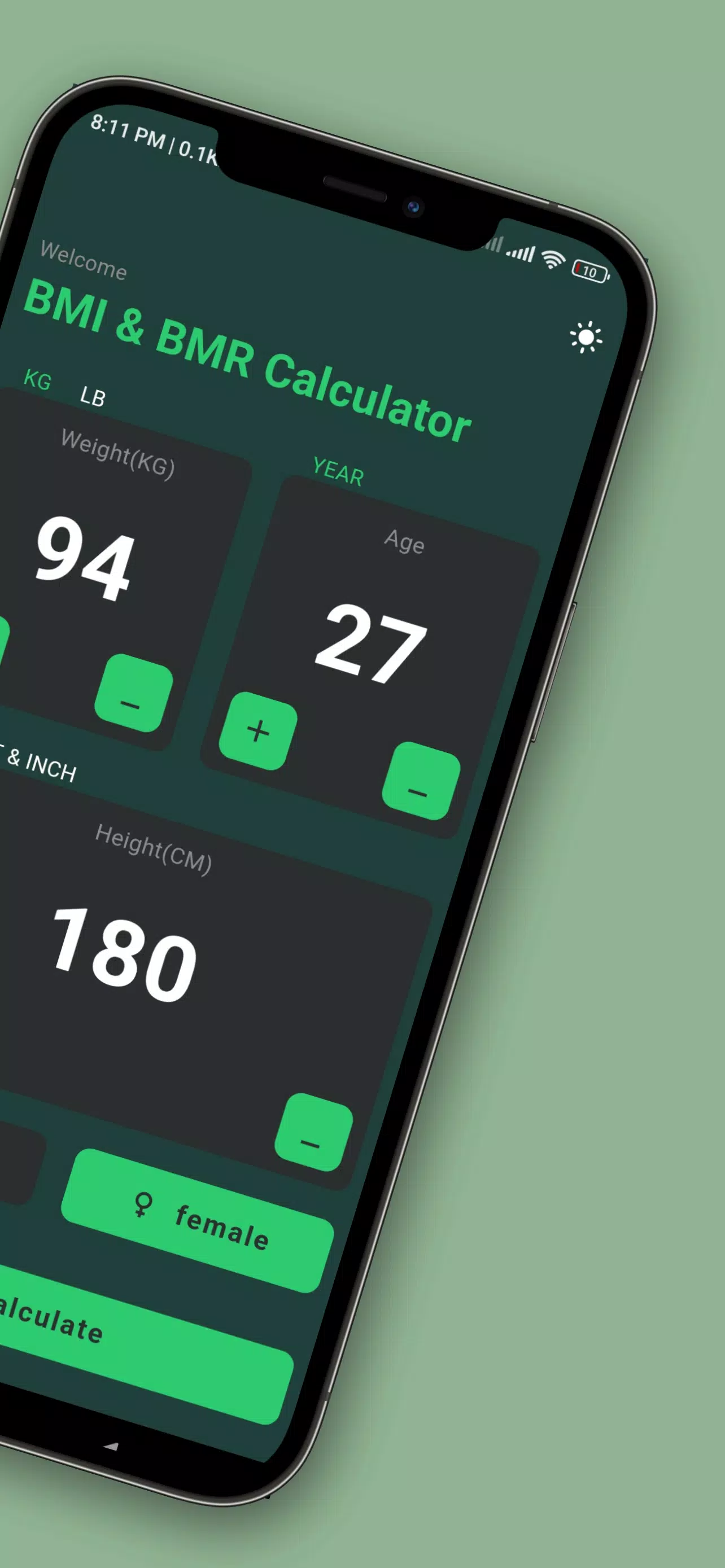 BMI and BMR Calculator Screenshots