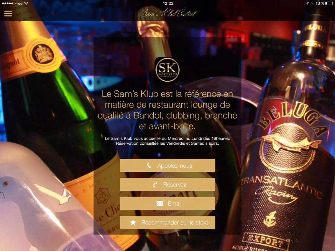 Sam's Klub Bandol Restaurant & Clubbing iPad Screenshots