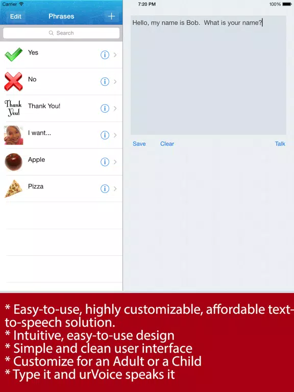 urVoice AAC – Text to speech with type and talk iPad Screenshots